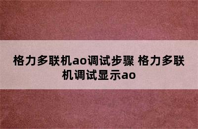 格力多联机ao调试步骤 格力多联机调试显示ao